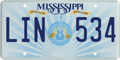 MS license plate LIN534