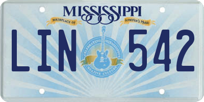 MS license plate LIN542