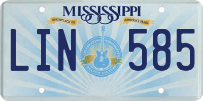 MS license plate LIN585