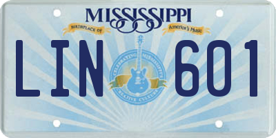 MS license plate LIN601