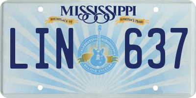 MS license plate LIN637