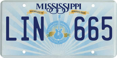 MS license plate LIN665