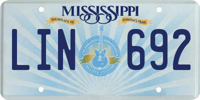 MS license plate LIN692