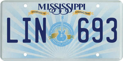 MS license plate LIN693