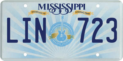 MS license plate LIN723