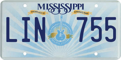 MS license plate LIN755