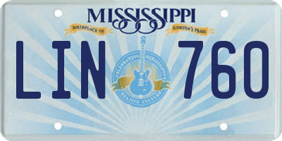 MS license plate LIN760