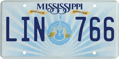 MS license plate LIN766