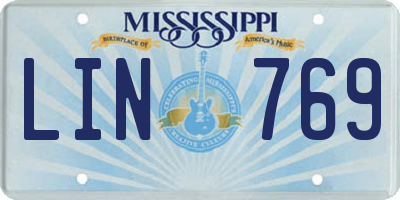 MS license plate LIN769