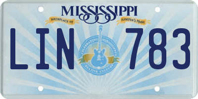MS license plate LIN783