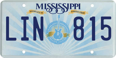 MS license plate LIN815
