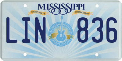 MS license plate LIN836