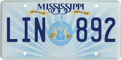 MS license plate LIN892