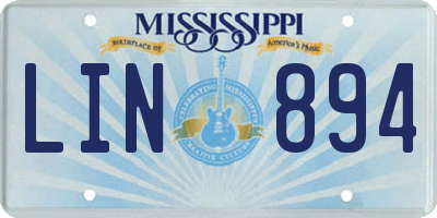 MS license plate LIN894