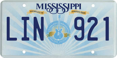 MS license plate LIN921