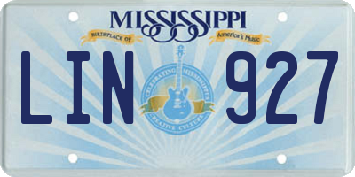 MS license plate LIN927