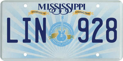 MS license plate LIN928