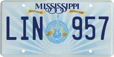 MS license plate LIN957