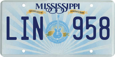 MS license plate LIN958