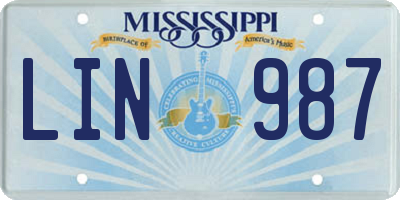 MS license plate LIN987
