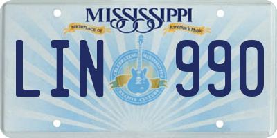 MS license plate LIN990