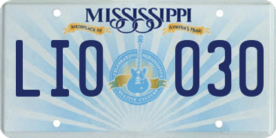 MS license plate LIO030
