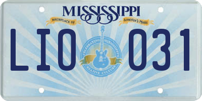 MS license plate LIO031