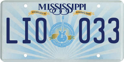 MS license plate LIO033