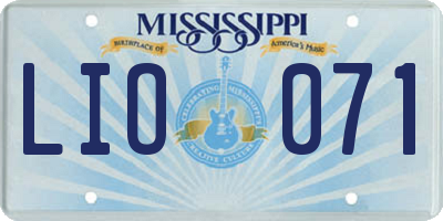MS license plate LIO071