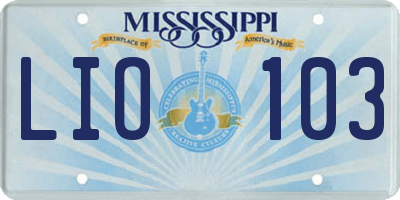 MS license plate LIO103