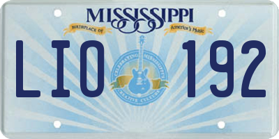 MS license plate LIO192