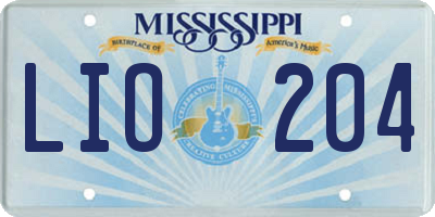 MS license plate LIO204
