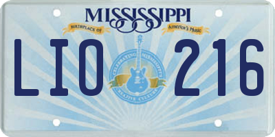 MS license plate LIO216