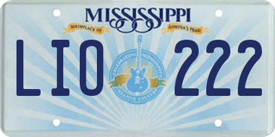 MS license plate LIO222