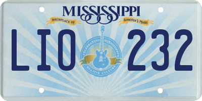 MS license plate LIO232