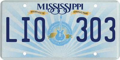 MS license plate LIO303