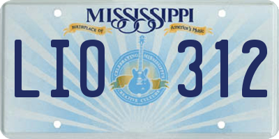 MS license plate LIO312