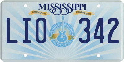 MS license plate LIO342