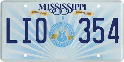MS license plate LIO354