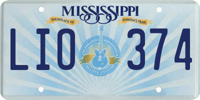 MS license plate LIO374