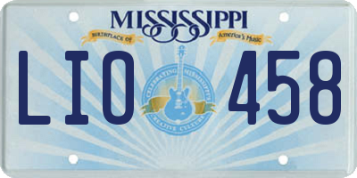MS license plate LIO458