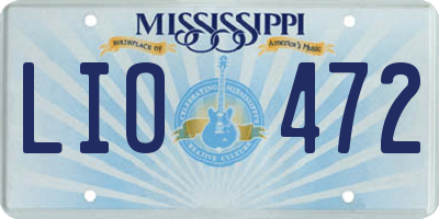MS license plate LIO472
