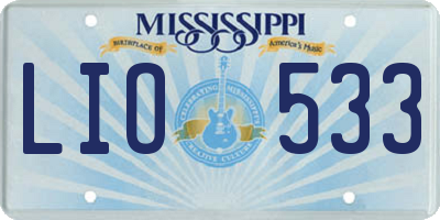 MS license plate LIO533