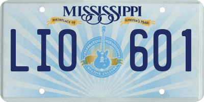 MS license plate LIO601
