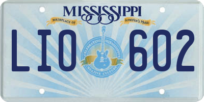 MS license plate LIO602