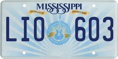MS license plate LIO603