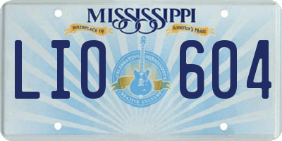 MS license plate LIO604