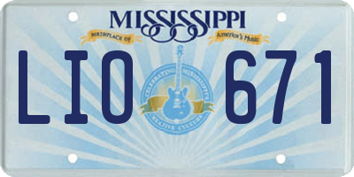 MS license plate LIO671