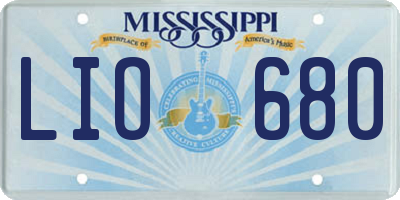 MS license plate LIO680