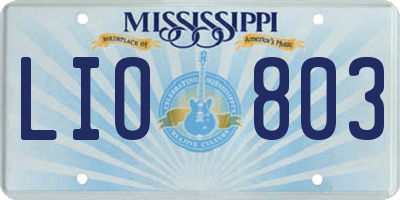 MS license plate LIO803